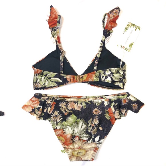 Chelsea & Violet Black Ruffle Floral Bikini Set - Picture 4 of 12